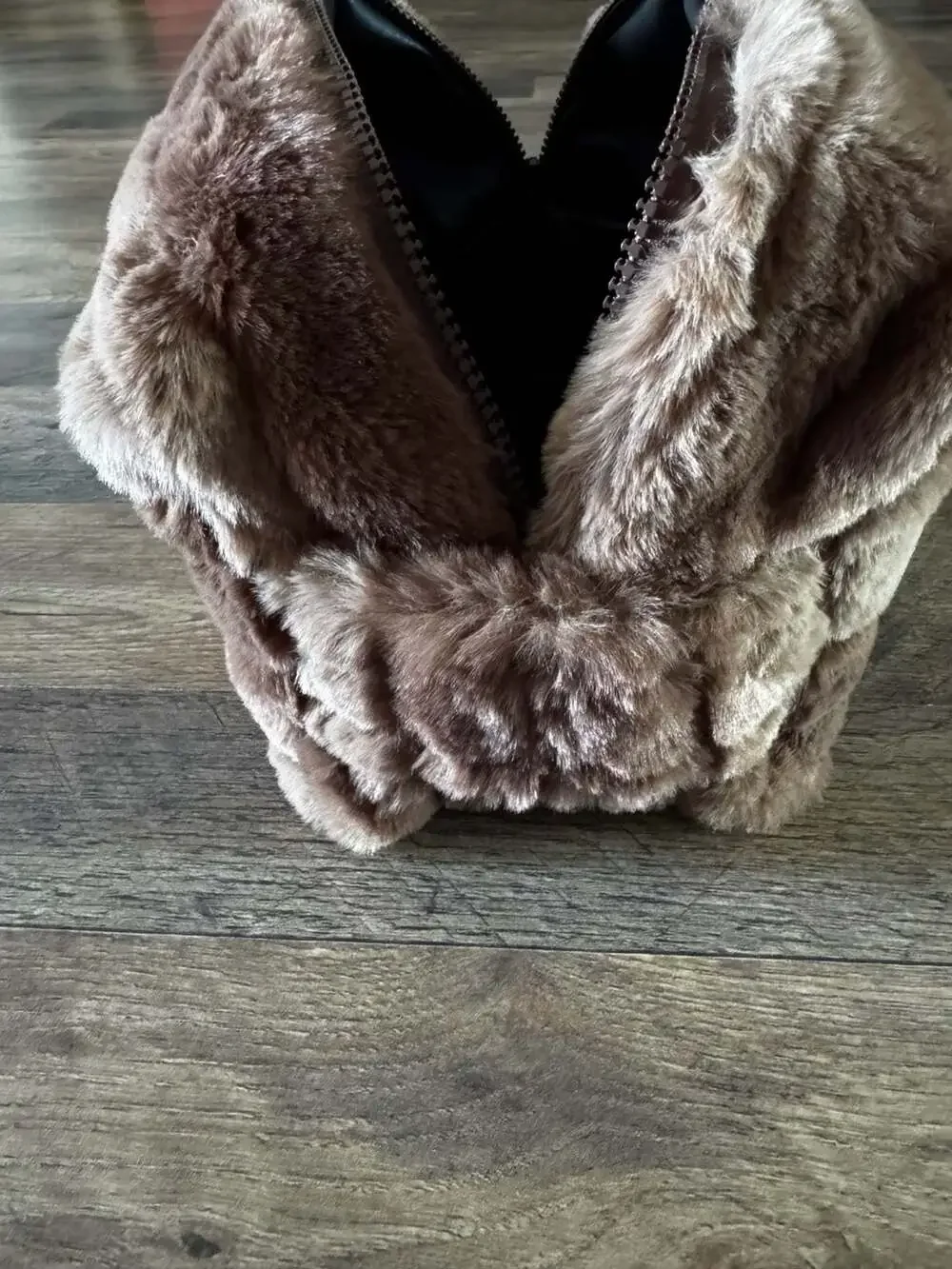 The Handmade Heifer Brown Faux Fur Boxy Cosmetic Travel Bag